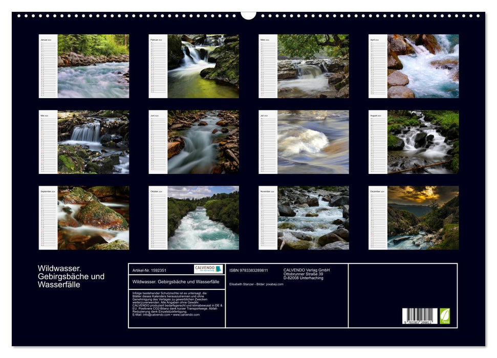 Wild Water. Mountain streams and waterfalls (CALVENDO wall calendar 2024) 