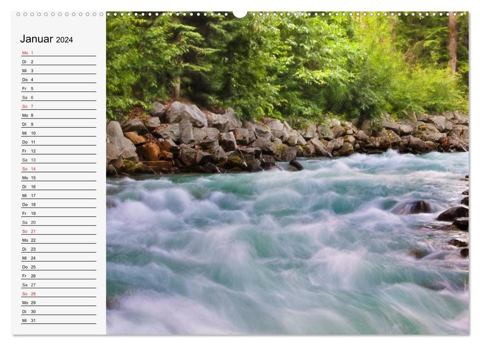 Wild Water. Mountain streams and waterfalls (CALVENDO wall calendar 2024) 