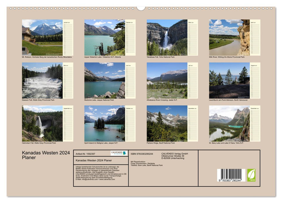 Kanadas Westen 2024 (CALVENDO Premium Wandkalender 2024)