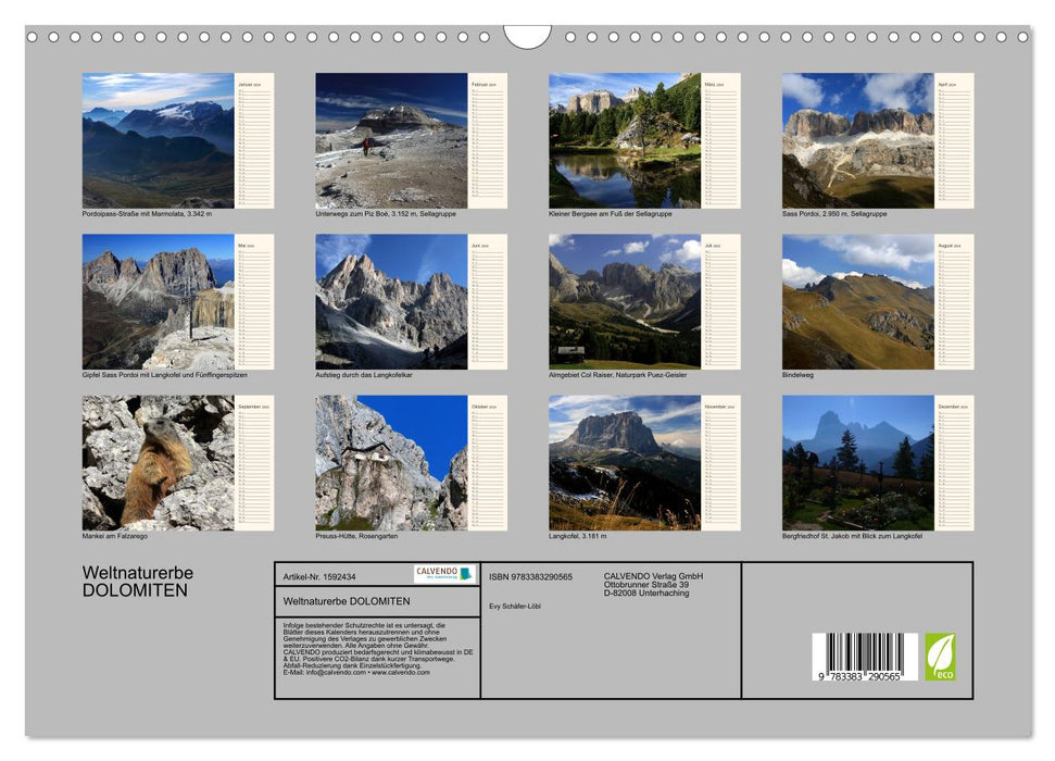 Weltnaturerbe DOLOMITEN (CALVENDO Wandkalender 2024)