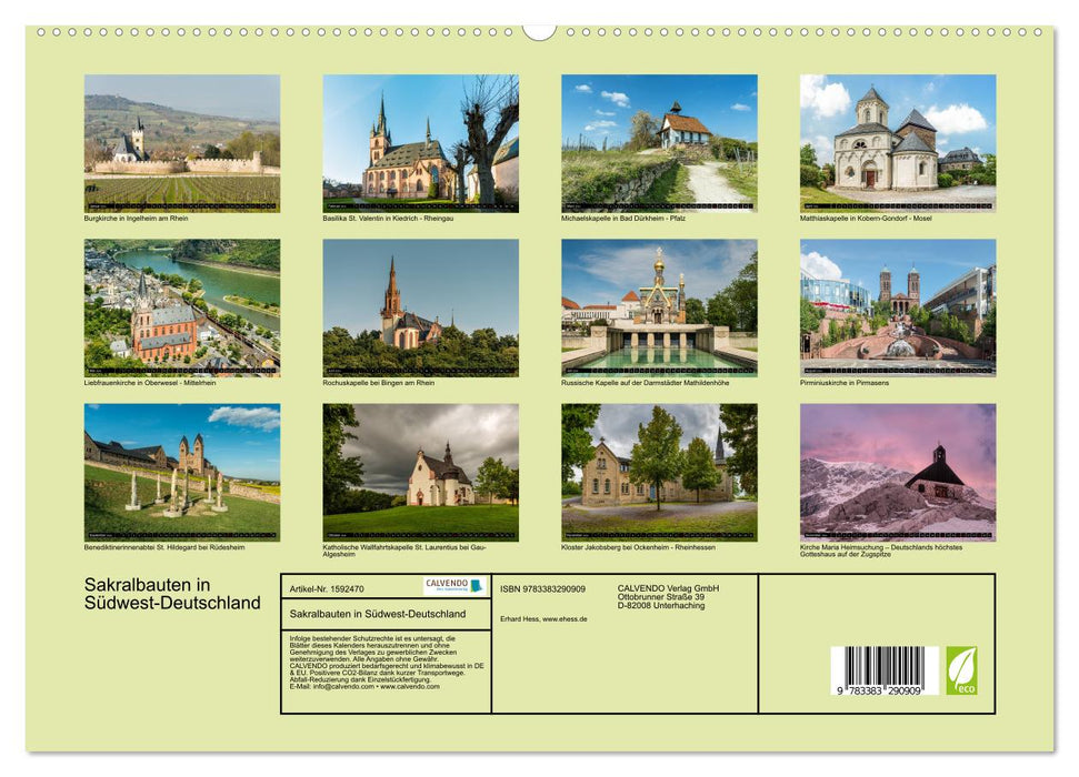 Sakralbauten in Südwest-Deutschland (CALVENDO Premium Wandkalender 2024)