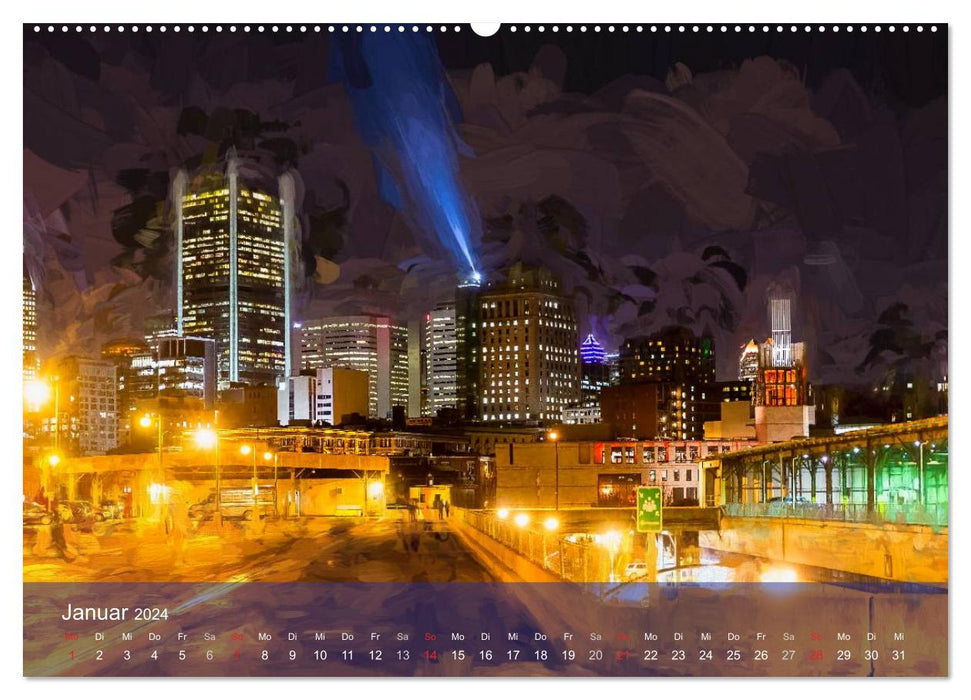 Montreal at Night (CALVENDO Premium Wall Calendar 2024) 