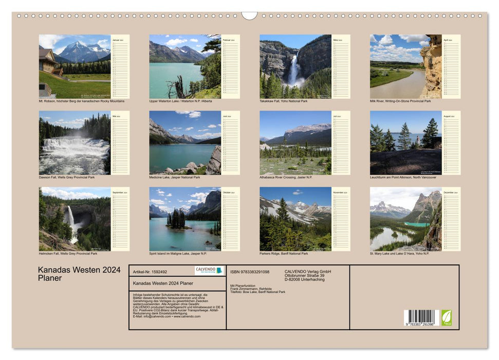 Canada's West 2024 (CALVENDO wall calendar 2024) 