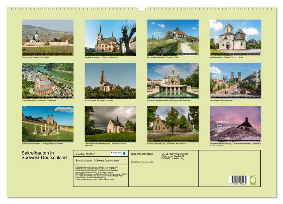 Sacred buildings in Southwest Germany (CALVENDO wall calendar 2024) 