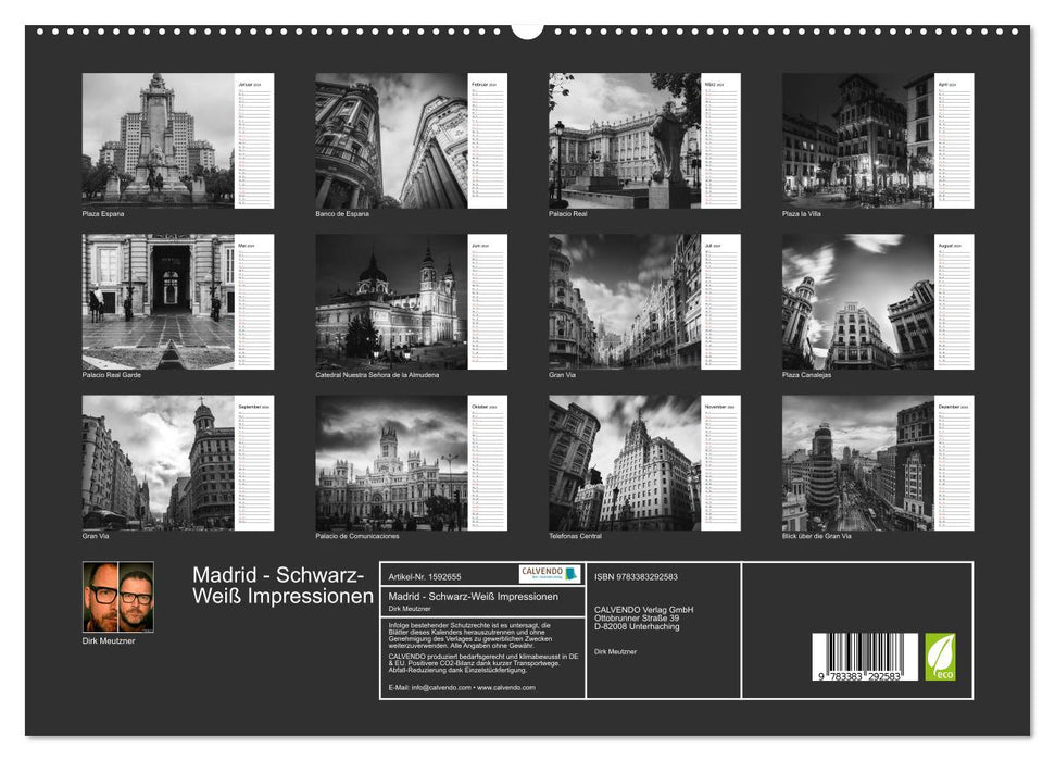 Madrid - Black and White Impressions (CALVENDO Premium Wall Calendar 2024) 