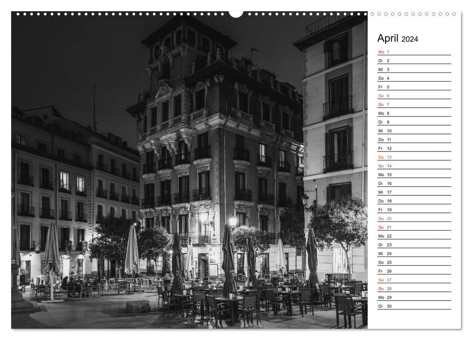 Madrid - Schwarz-Weiß Impressionen (CALVENDO Premium Wandkalender 2024)