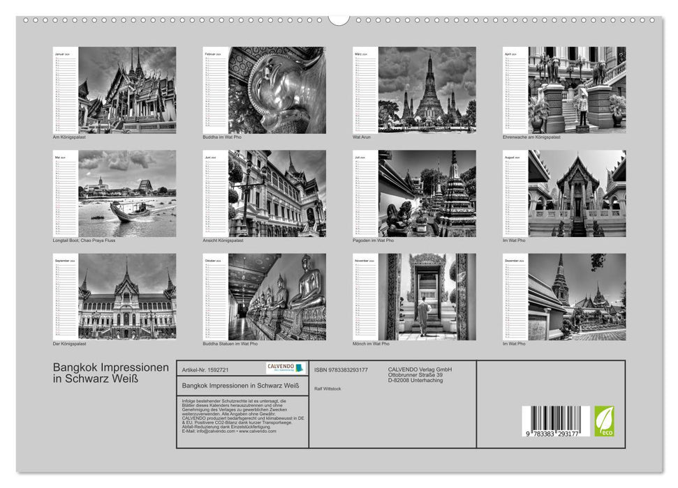 Bangkok impressions in black and white (CALVENDO Premium Wall Calendar 2024) 