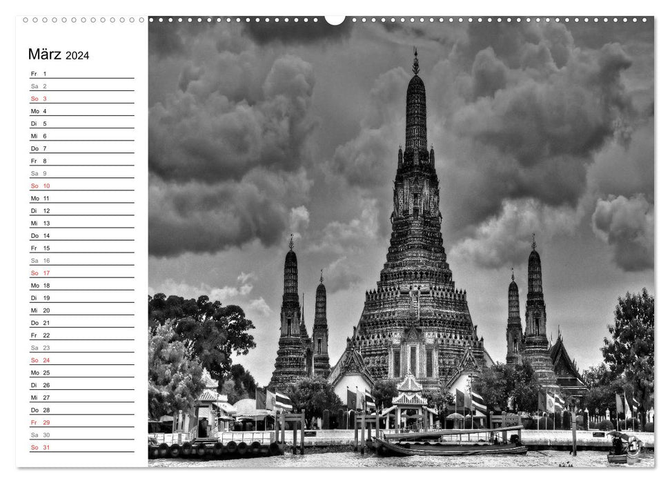 Bangkok Impressionen in Schwarz Weiß (CALVENDO Premium Wandkalender 2024)