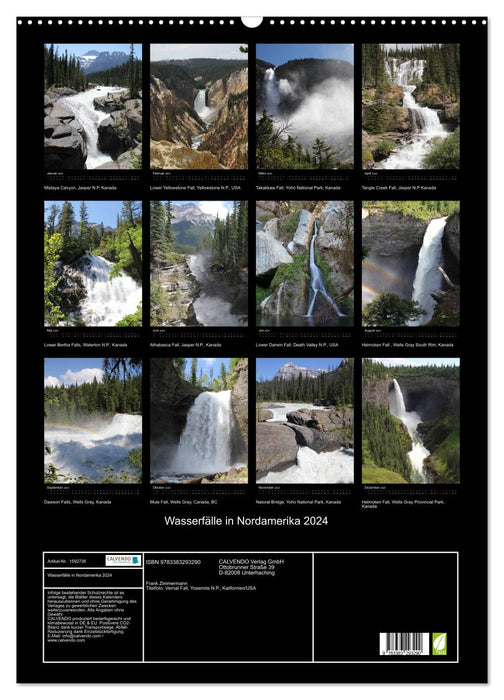 Waterfalls in North America 2024 (CALVENDO wall calendar 2024) 