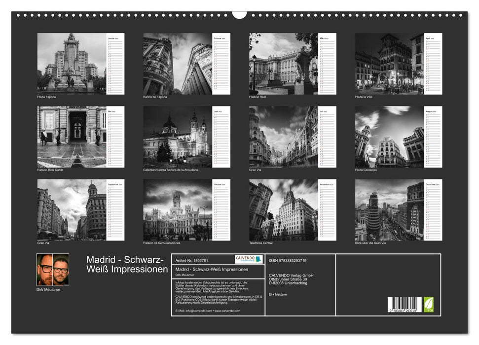 Madrid - Black and White Impressions (CALVENDO Wall Calendar 2024) 