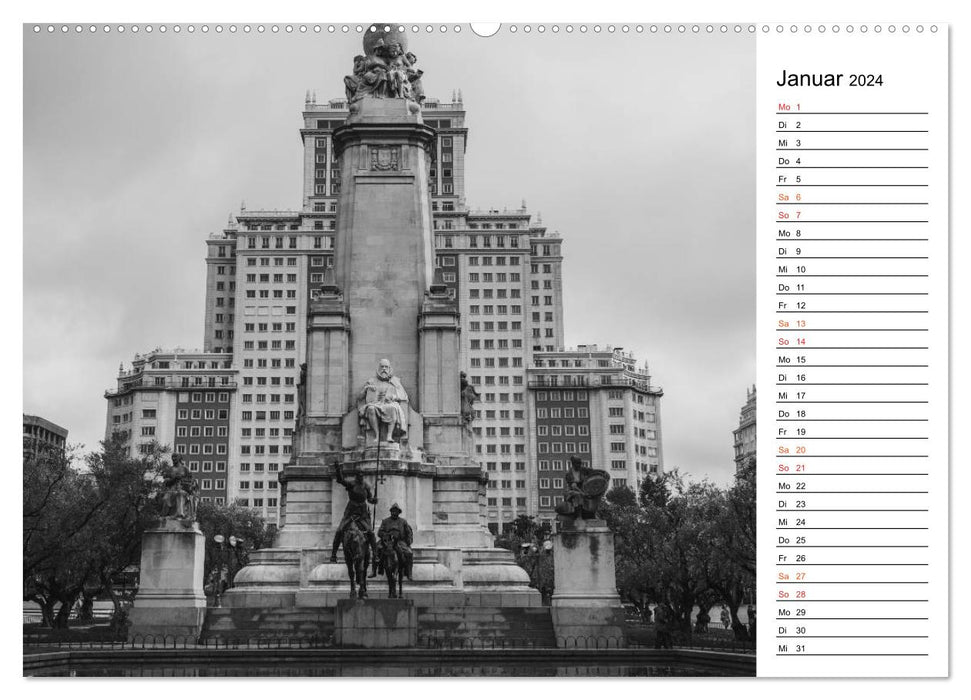 Madrid - Black and White Impressions (CALVENDO Wall Calendar 2024) 