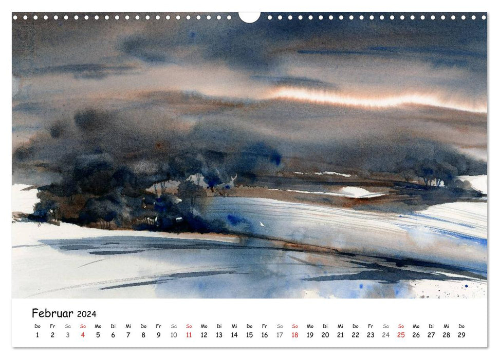 Landschaft in Aquarellfarbe (CALVENDO Wandkalender 2024)