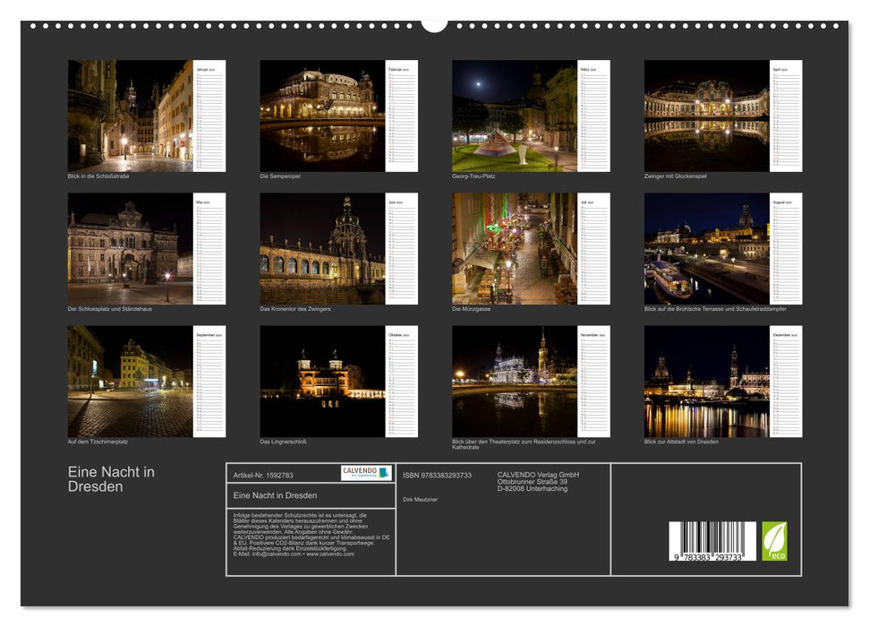 One Night in Dresden (CALVENDO Premium Wall Calendar 2024) 