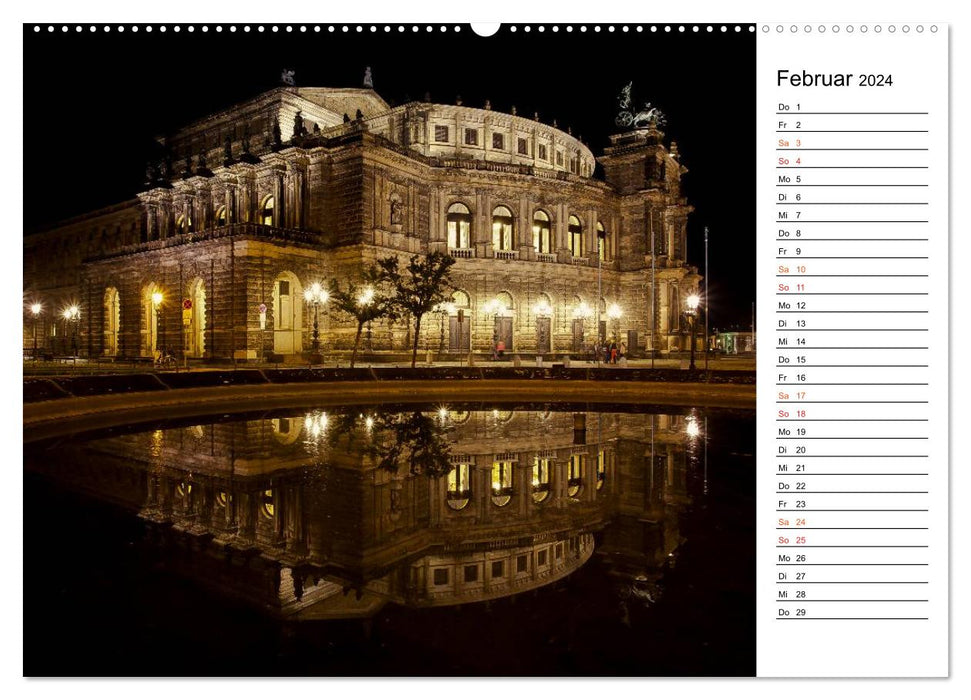 One Night in Dresden (CALVENDO Premium Wall Calendar 2024) 