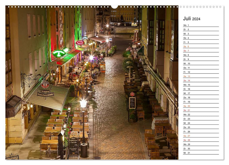 One Night in Dresden (CALVENDO Premium Wall Calendar 2024) 