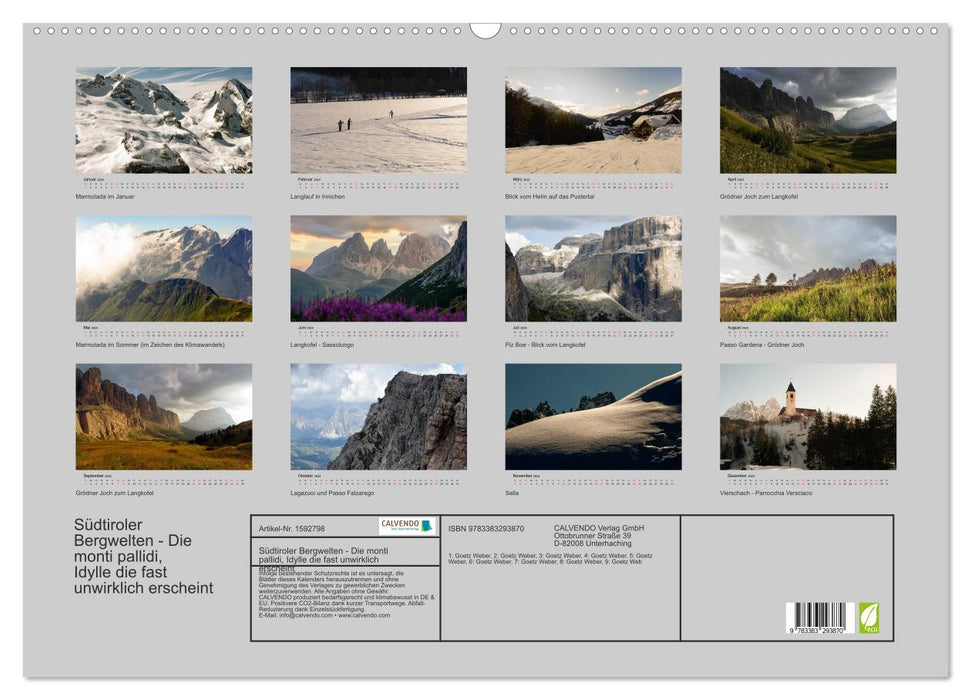 Südtiroler Bergwelten - Die monti pallidi, Idylle die fast unwirklich erscheint (CALVENDO Wandkalender 2024)