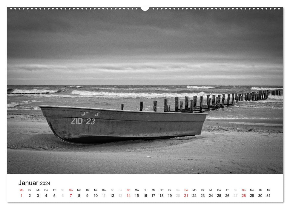 Ostseebad Zingst - Impressionen in Schwarz-Weiß (CALVENDO Premium Wandkalender 2024)