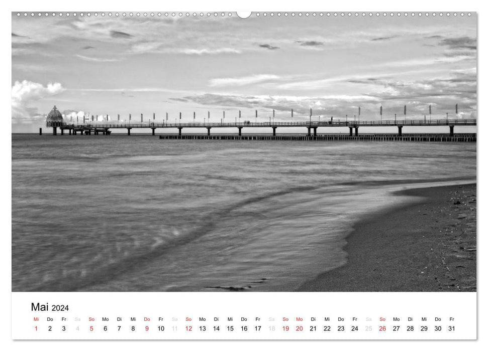 Ostseebad Zingst - Impressionen in Schwarz-Weiß (CALVENDO Premium Wandkalender 2024)