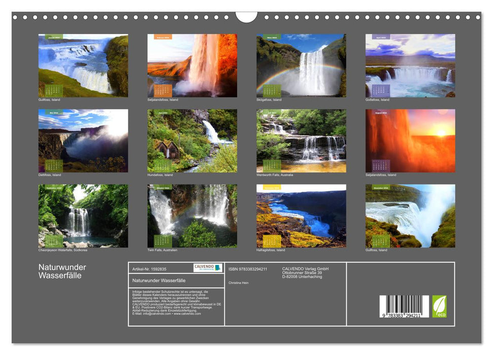 Natural wonders waterfalls (CALVENDO wall calendar 2024) 