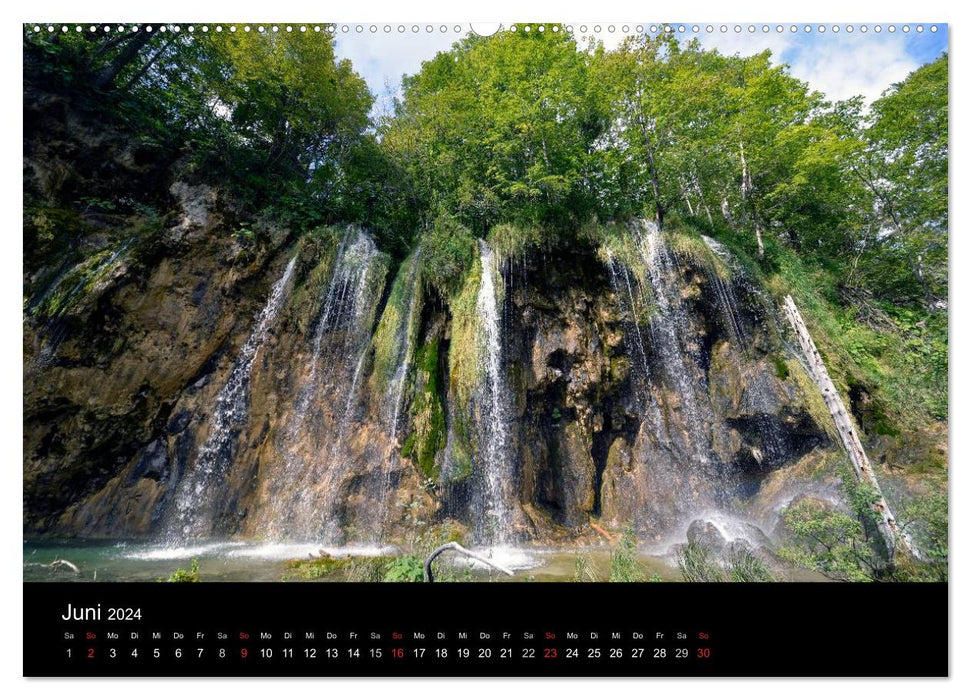 Plitvicer Seen - Kaskadenförmige Wasserspiele (CALVENDO Premium Wandkalender 2024)