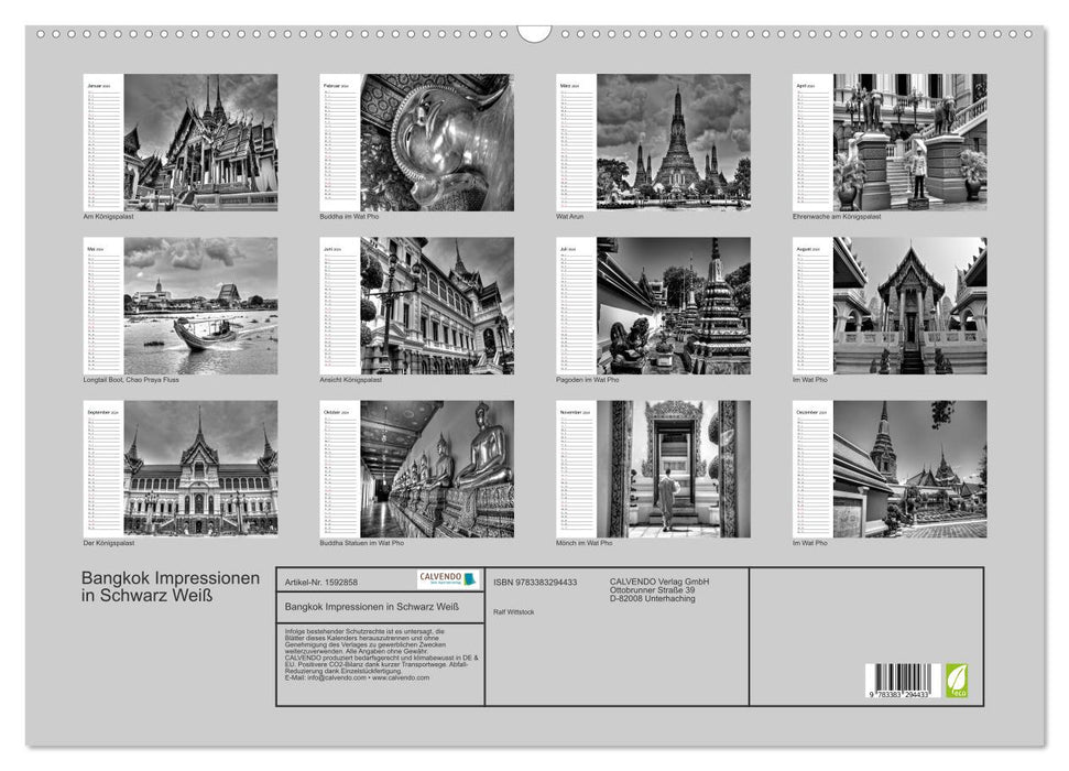 Bangkok impressions in black and white (CALVENDO wall calendar 2024) 