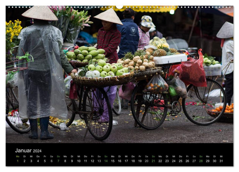 Marchés au Vietnam (calendrier mural CALVENDO 2024) 