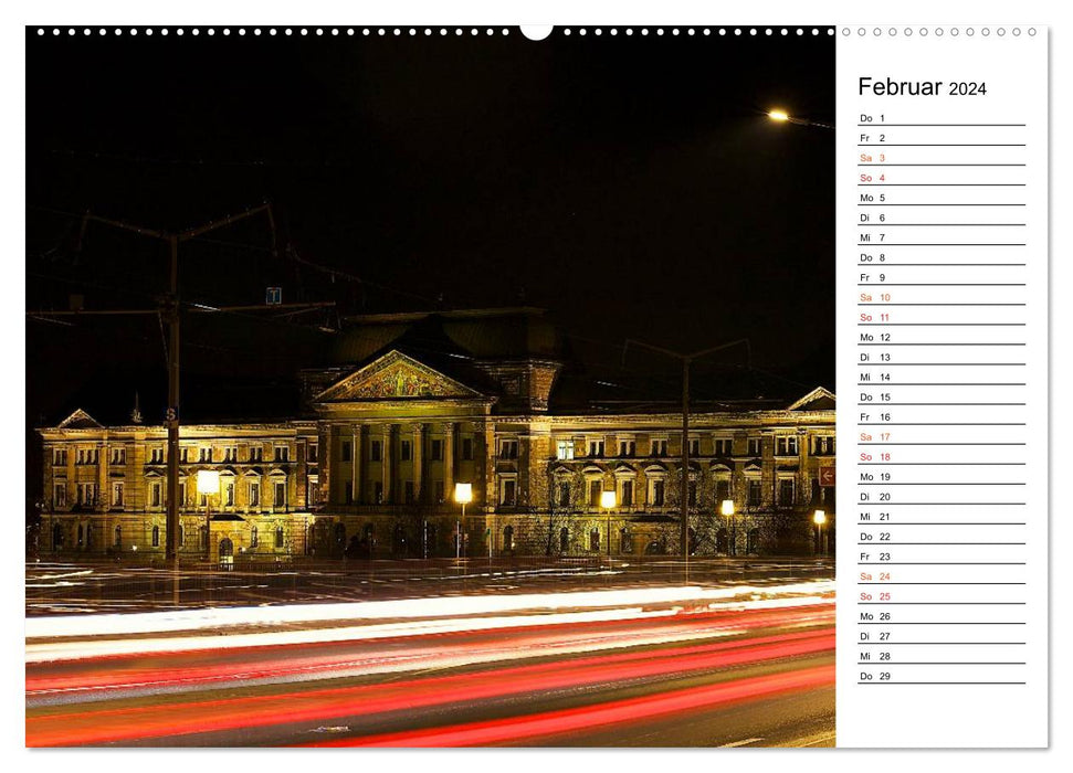 At night in Dresden (CALVENDO wall calendar 2024) 