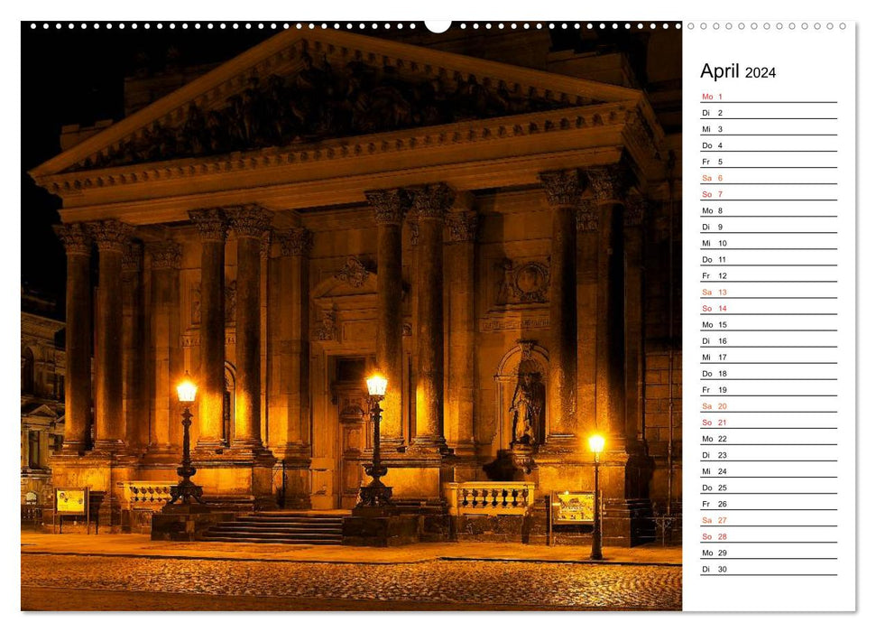 At night in Dresden (CALVENDO wall calendar 2024) 