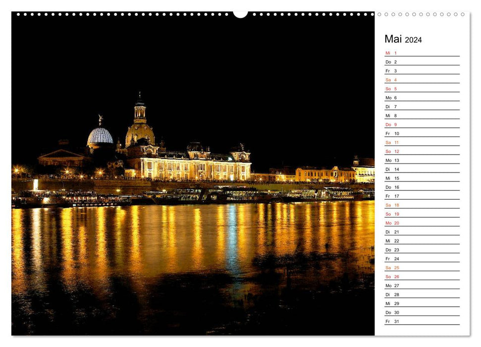At night in Dresden (CALVENDO wall calendar 2024) 