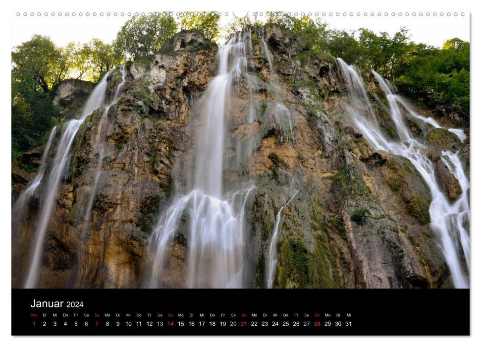 Plitvice Lakes - Cascading Water Features (CALVENDO Wall Calendar 2024) 