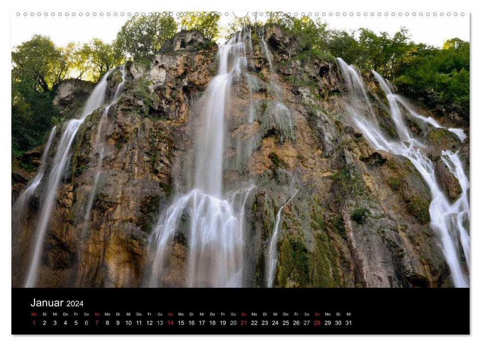 Plitvicer Seen - Kaskadenförmige Wasserspiele (CALVENDO Wandkalender 2024)