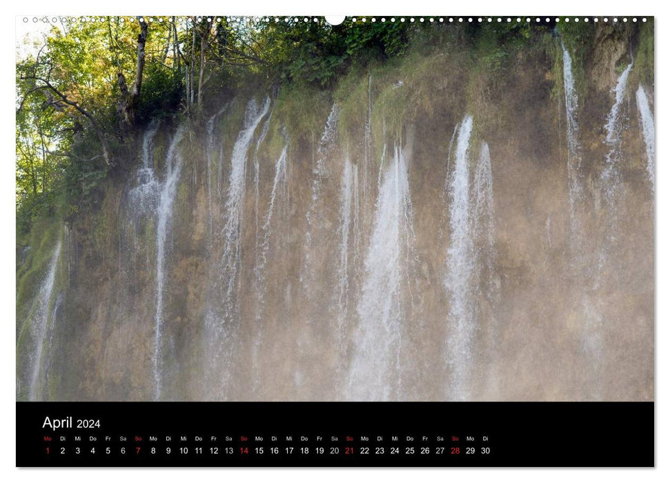 Lacs de Plitvice – Caractéristiques de l'eau en cascade (calendrier mural CALVENDO 2024) 