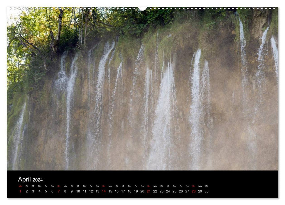 Plitvice Lakes - Cascading Water Features (CALVENDO Wall Calendar 2024) 