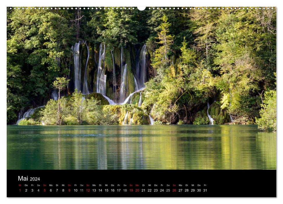 Lacs de Plitvice – Caractéristiques de l'eau en cascade (calendrier mural CALVENDO 2024) 