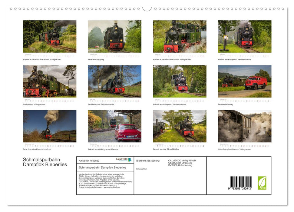 Narrow-gauge railway steam locomotive Bieberlies (CALVENDO Premium Wall Calendar 2024) 