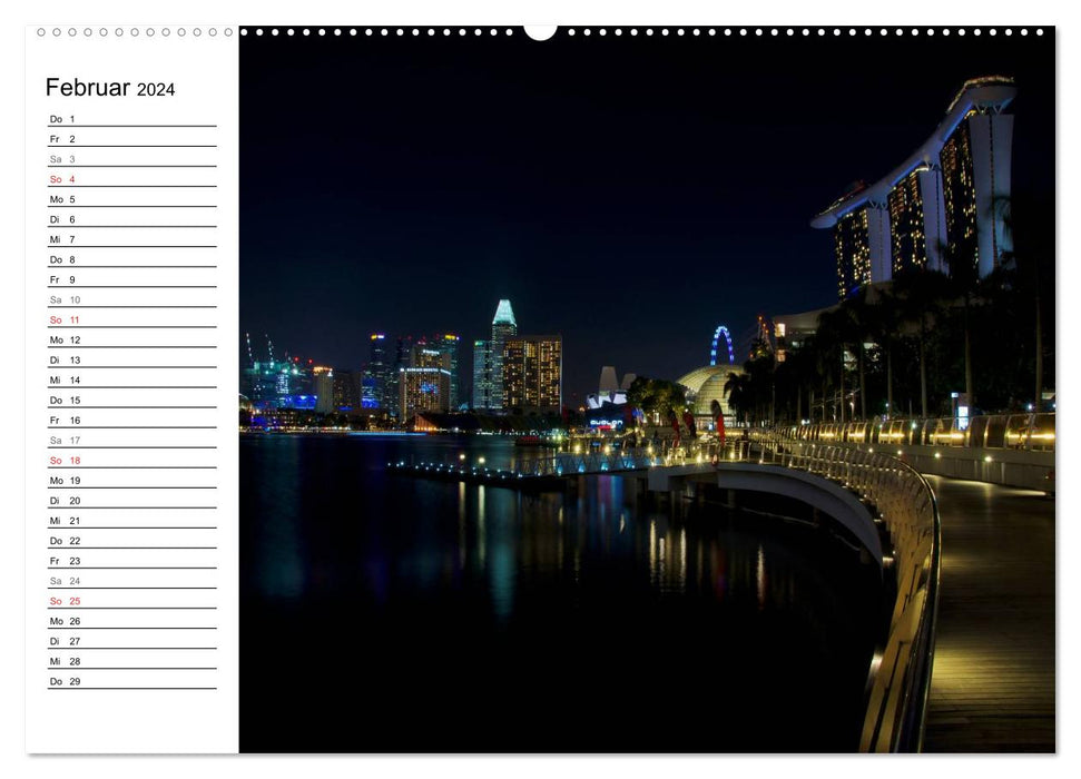 Singapur - Die Farben der Nacht (CALVENDO Premium Wandkalender 2024)