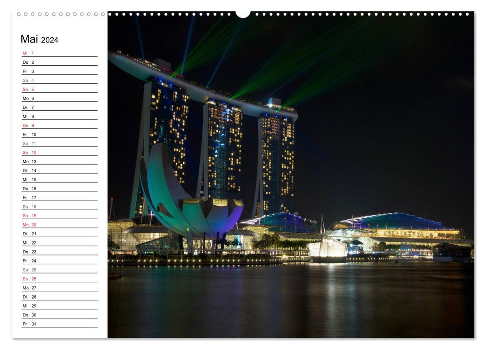 Singapour – Les couleurs de la nuit (Calvendo Premium Wall Calendar 2024) 