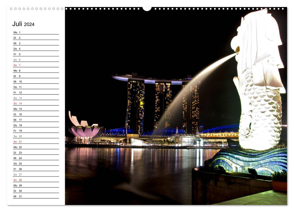 Singapour – Les couleurs de la nuit (Calvendo Premium Wall Calendar 2024) 
