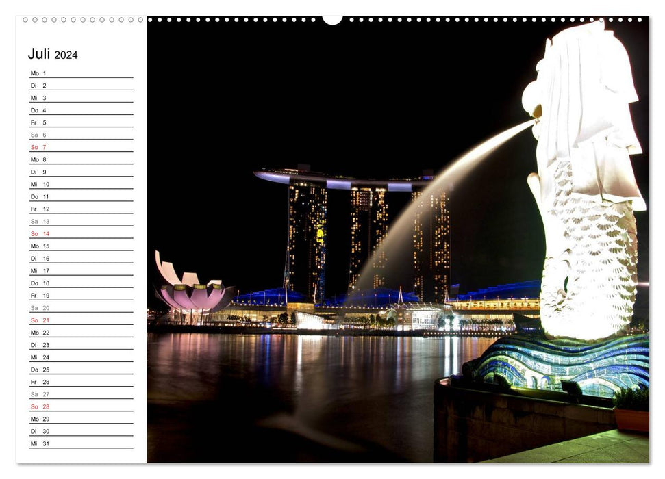 Singapur - Die Farben der Nacht (CALVENDO Premium Wandkalender 2024)