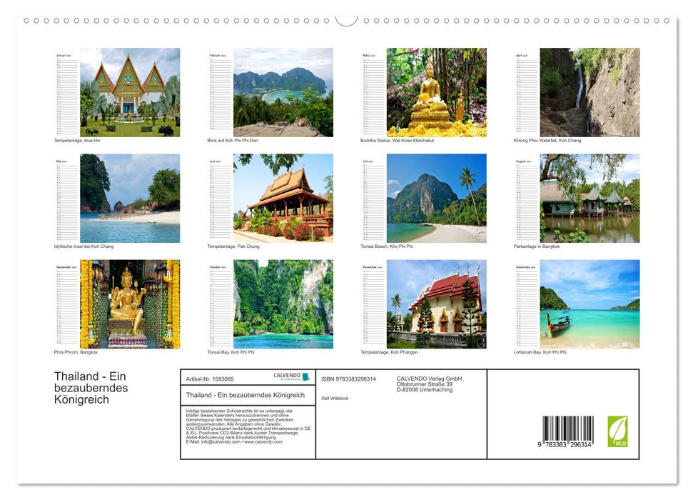 Thaïlande – Un royaume enchanteur (Calvendo Premium Wall Calendar 2024) 