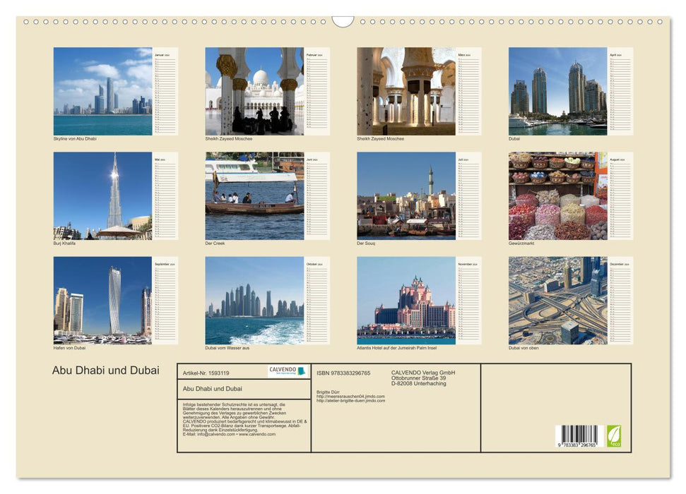 Abu Dhabi et Dubaï (calendrier mural CALVENDO 2024) 