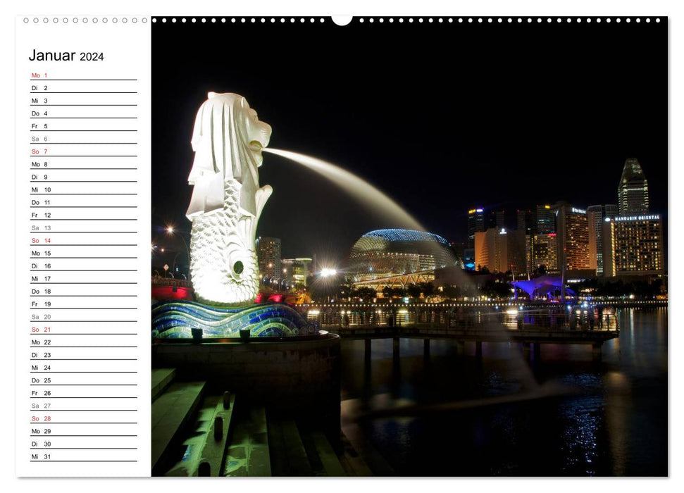 Singapour – Les couleurs de la nuit (Calendrier mural CALVENDO 2024) 