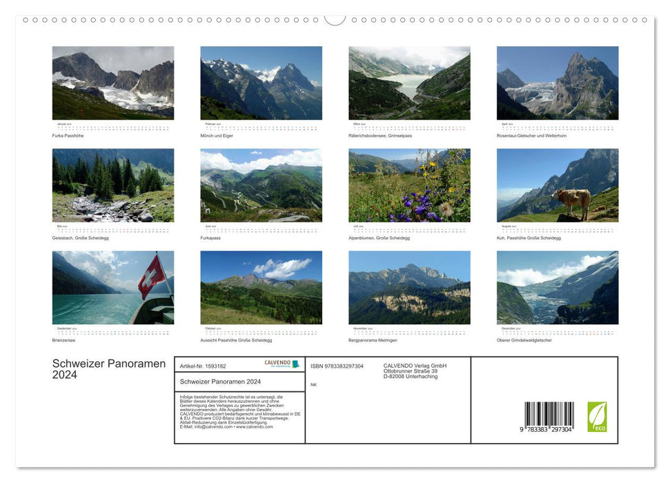 Panoramas suisses (Calendrier mural CALVENDO Premium 2024) 