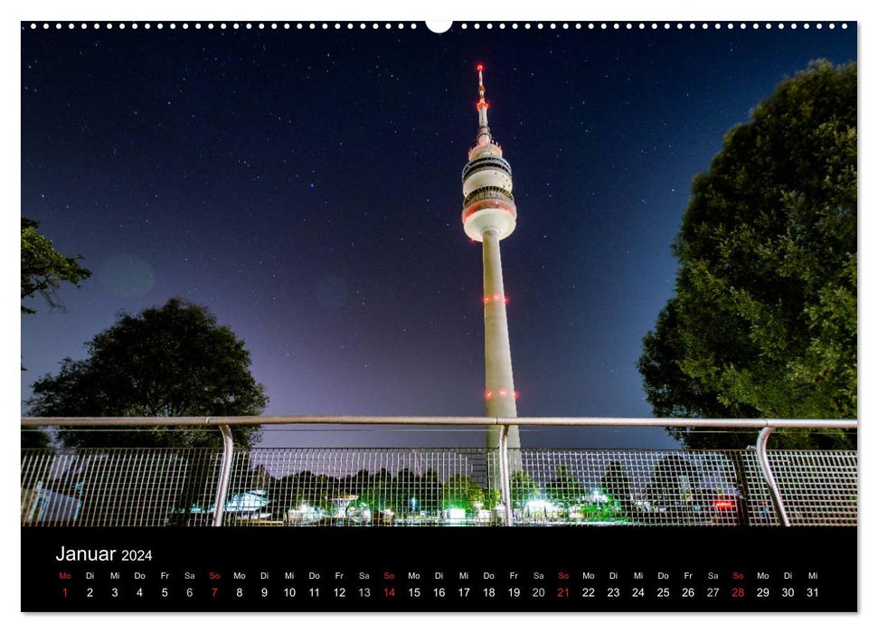 München bei Nacht (CALVENDO Premium Wandkalender 2024)