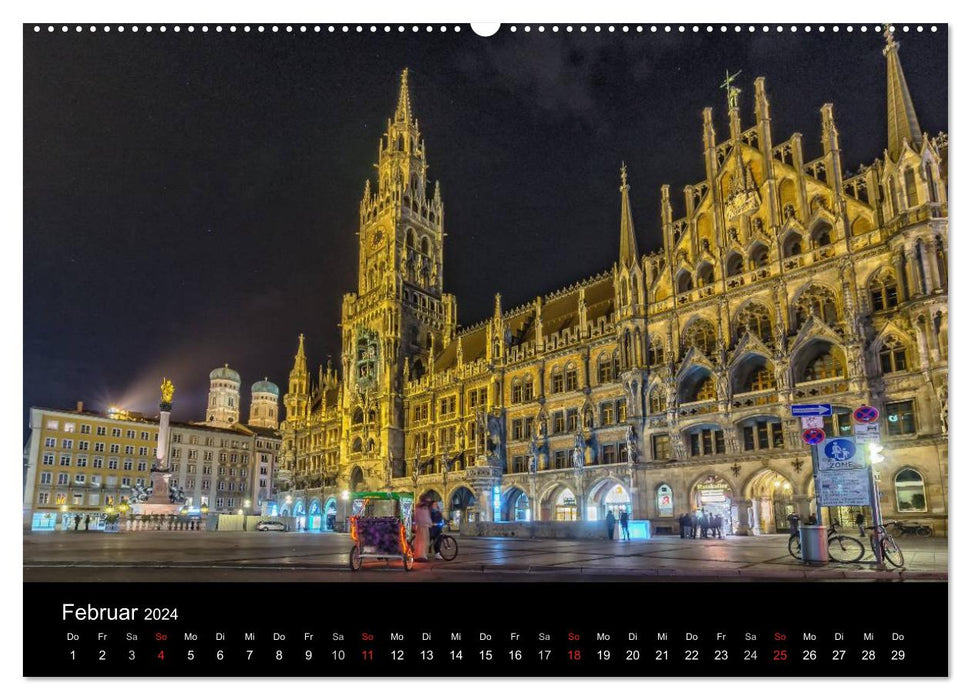 München bei Nacht (CALVENDO Premium Wandkalender 2024)