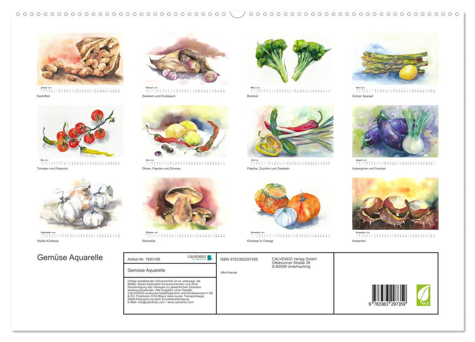 Vegetable Watercolors (CALVENDO Premium Wall Calendar 2024) 