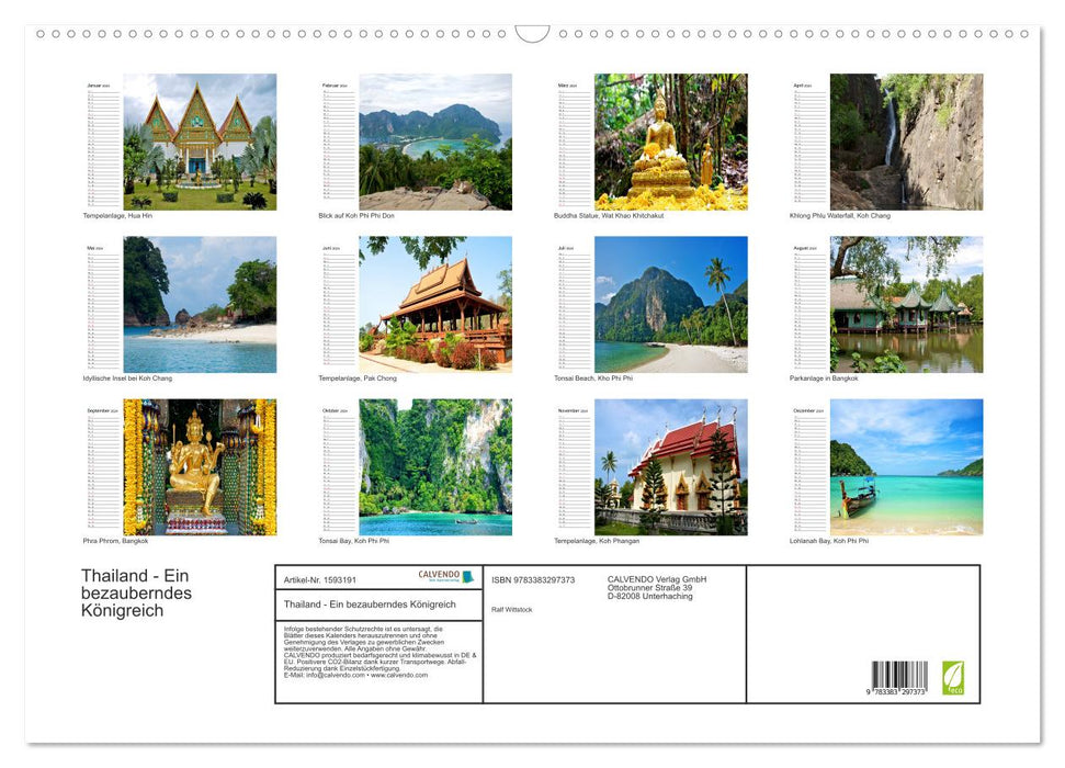 Thaïlande - Un royaume enchanteur (Calendrier mural CALVENDO 2024) 