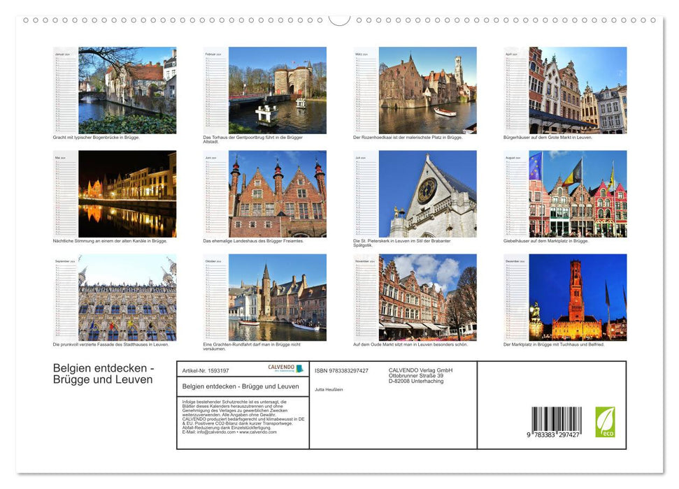 Discover Belgium - Bruges and Leuven (CALVENDO Premium Wall Calendar 2024) 