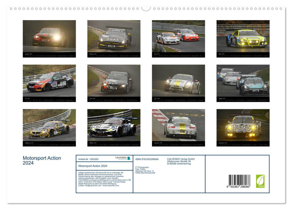 Motorsport Action 2024 (Calvendo Premium Calendrier mural 2024) 