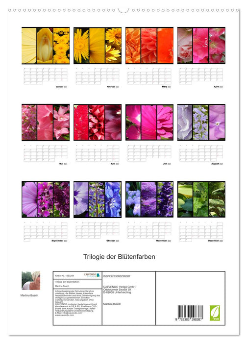 Trilogie de couleurs de fleurs (Calendrier mural CALVENDO Premium 2024) 